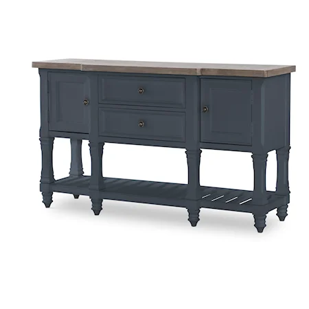 Essex Credenza in Graphite Finish with Light Khaki Finished Top