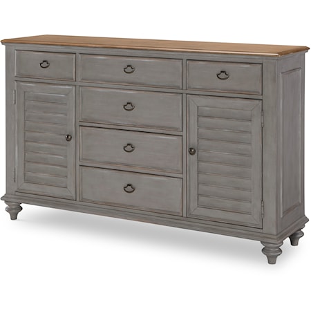 Farmhouse 6-Drawer Dresser with Felt Lined Jewelry Tray