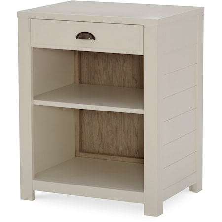 Contemporary 1-Drawer End Table with 2 Open Cubbies
