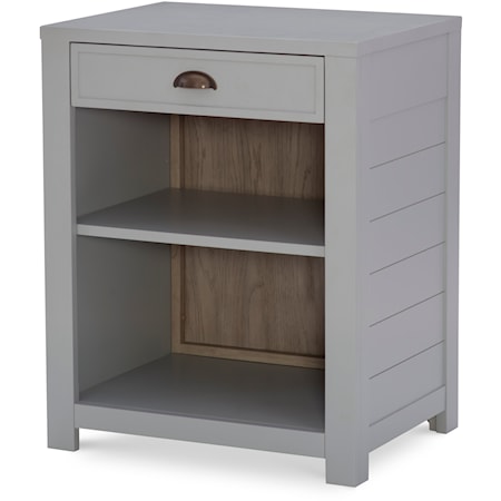 Square End Table, 1 Drawer,  2 Open Cubbies