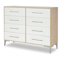 Contemporary 8-Drawer Bureau with Two-Tone Finish