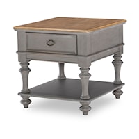 Farmhouse Square End Table with One-Drawer