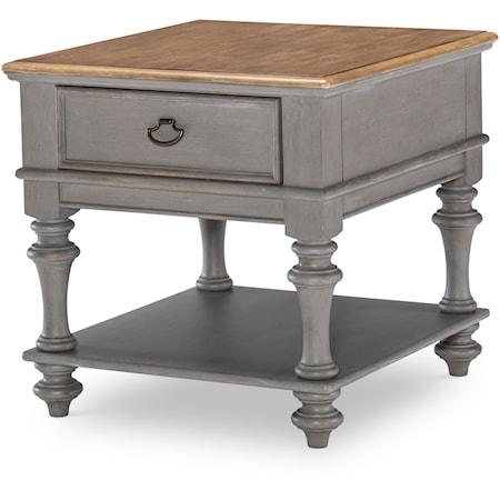 Farmhouse Square End Table with One-Drawer