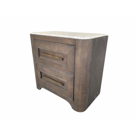 2-Drawer Nightstand w/Stone Top