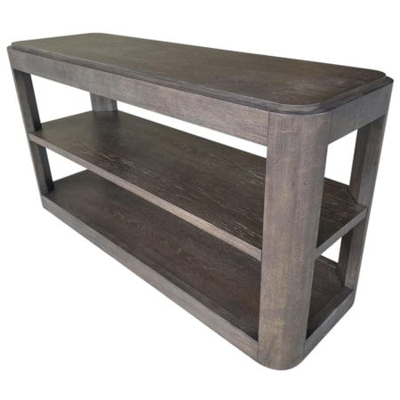 56" Wooden Sofa Table w/Open Shelving