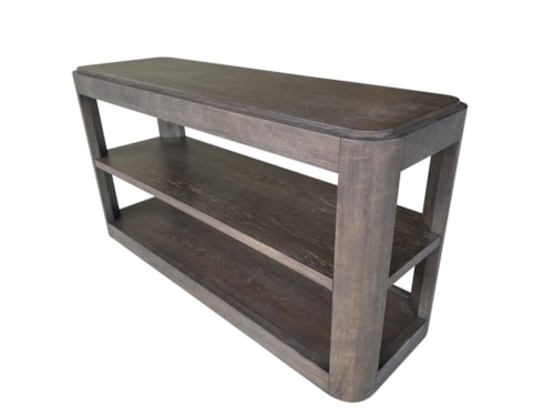 Transitional 56" Wooden Sofa Table with Open Shelving