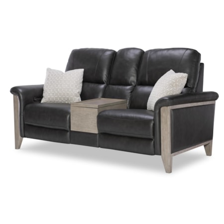 Hi Leg Power Leather Match Loveseat