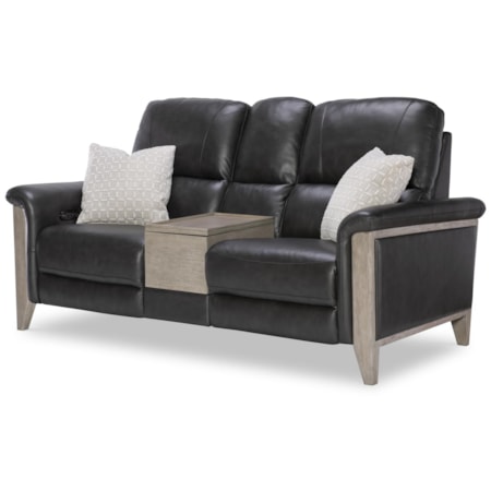 Hi Leg Power Leather Match Loveseat