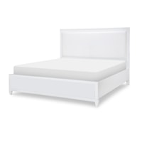 Contemporary King Panel Bed with Upholstered Headboard