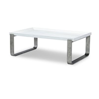 Contemporary Rectangular Cocktail Table with Metal Base