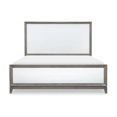 Contemporary Queen Panel Bed with Upholstered Headboard