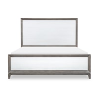 Contemporary King Panel Bed with Upholstered Headboard