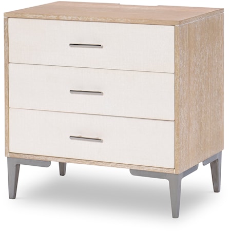 Coastal-Style Three-Drawer Nightstand with Outlets and USB Ports