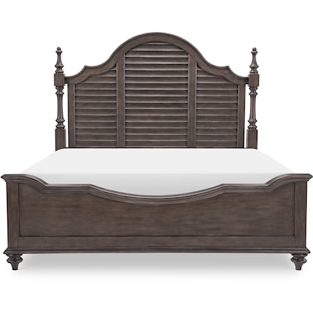 Farmhouse Louvered Queen Poster Bed