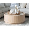 Legacy Classic Biscayne Round Cocktail Table with Travertine Top