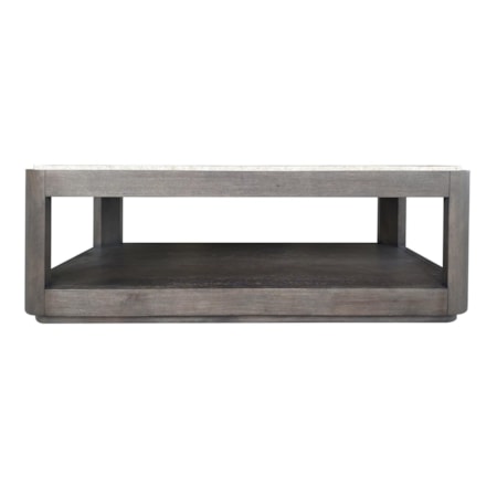 Stone-Top Cocktail Table w/Open Shelf