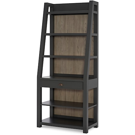 Contemporary 5-Shelf Bookcase with Drawer and Adjustable Shelves