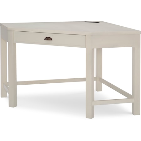 Contemporary 1-Drawer Corner Desk with Outlet and USB Port
