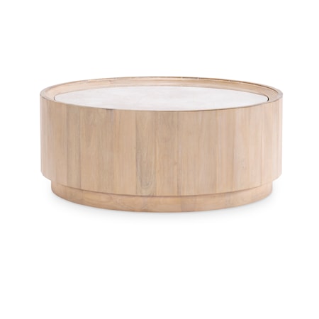 Round Cocktail Table with Travertine Top