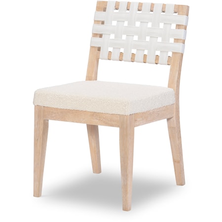 Coastal-Style Woven Strap Back Side Chair