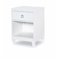 Contemporary Open Nightstand with 2 USB Ports and Outlets