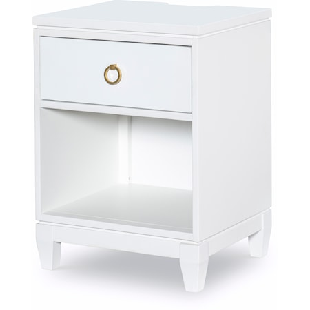 Contemporary Open Nightstand with 2 USB Ports and Outlets
