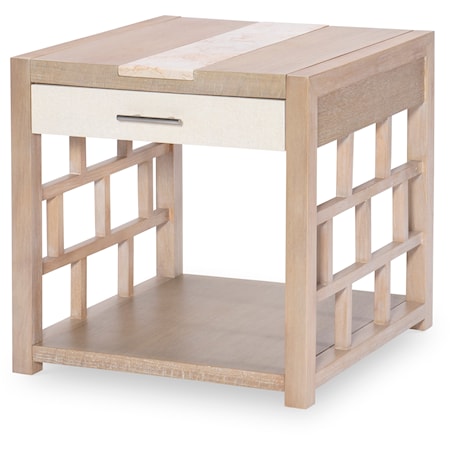 Coastal-Style Square End Table with Open Shelf Bottom