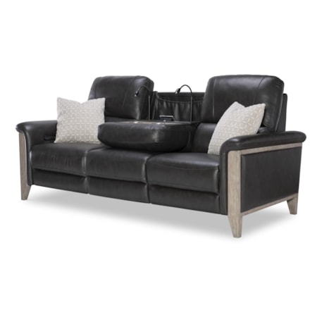 Hi Leg Leather Match Power Sofa