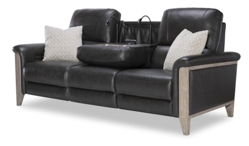 Hi Leg Leather Match Power Sofa