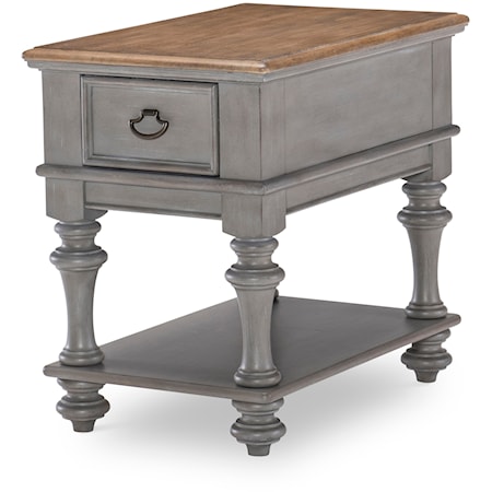 Farmhouse Rectangular End Table with One-Drawer