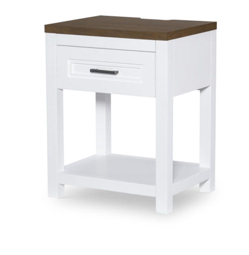 Farmhouse 1-Drawer Nightstand with Storage Shelf