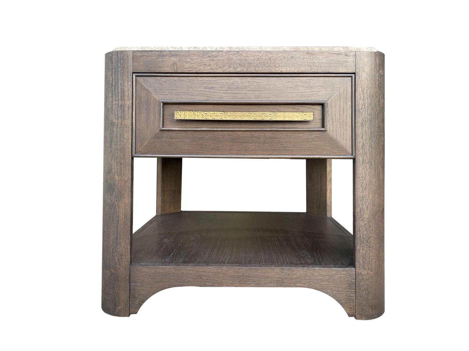 Stone-Top End Table w/Single Drawer