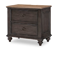 Farmhouse 2-Drawer Nightstand with USB Ports