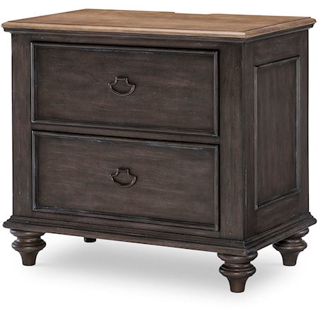 Farmhouse 2-Drawer Nightstand with USB Ports