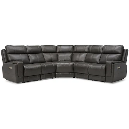 Leather 5 Piece Power Sectional
