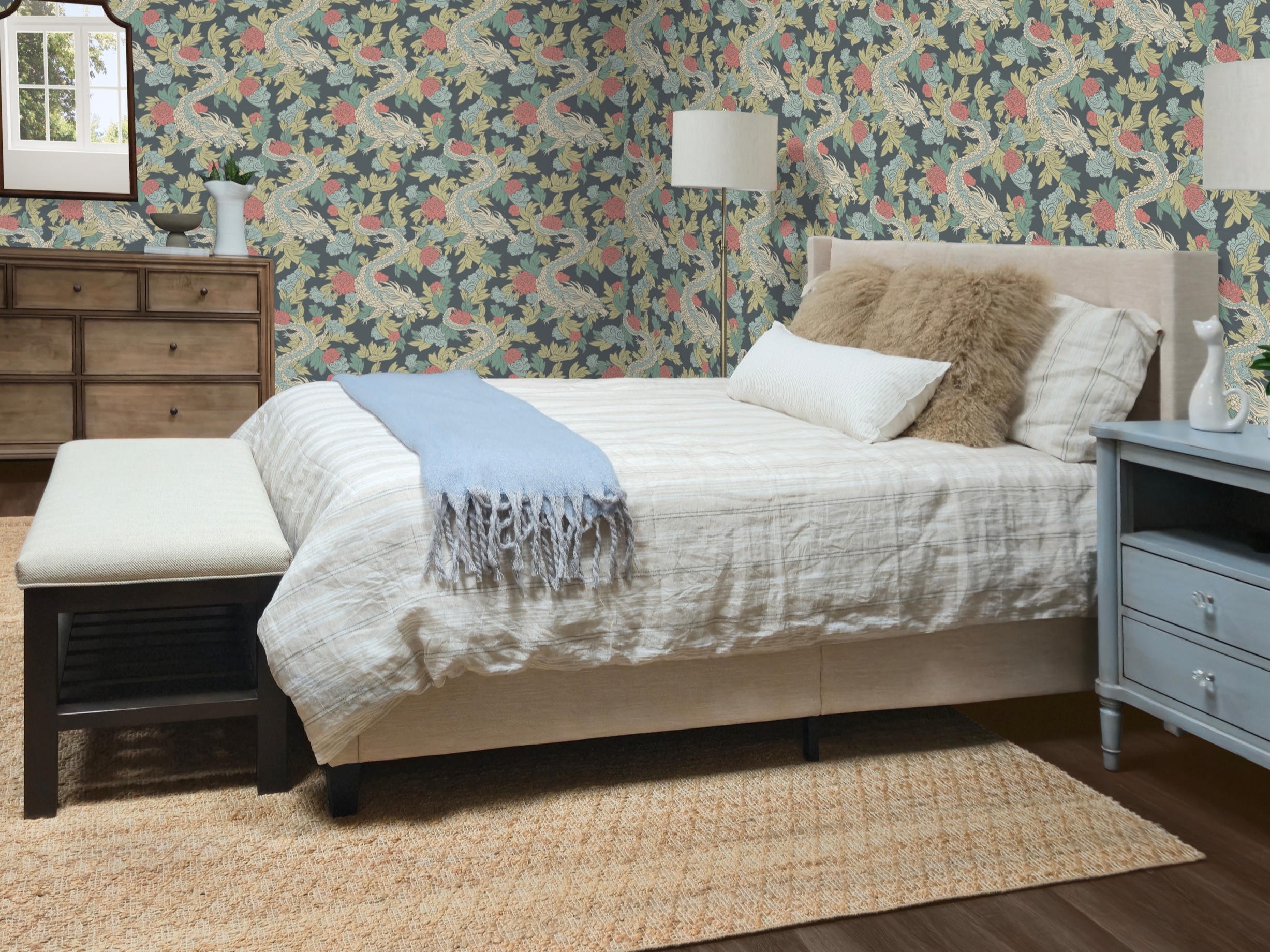 Queen Upholstered Platform Bed