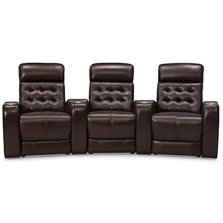 Leather Power Home Theater Sectional with Headrest and Lumbar