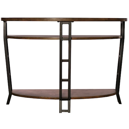 Glass-Top Demi-Lune Console Table