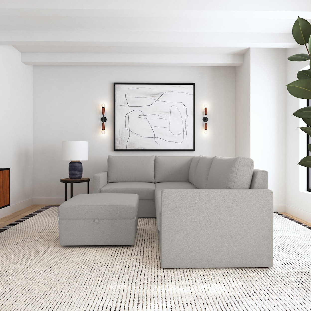 Flexsteel Flex Sectional Sofa with Storage Ottoman