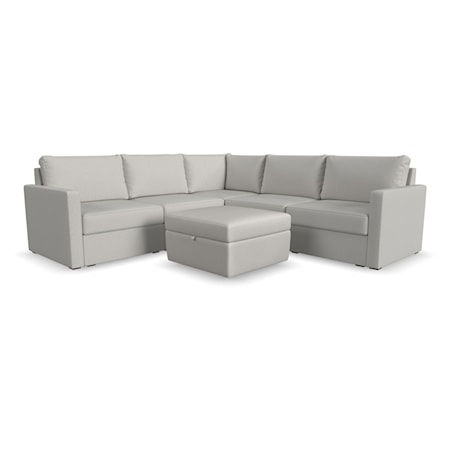 5-Seat Sectional Sofa with Storage Ottoman