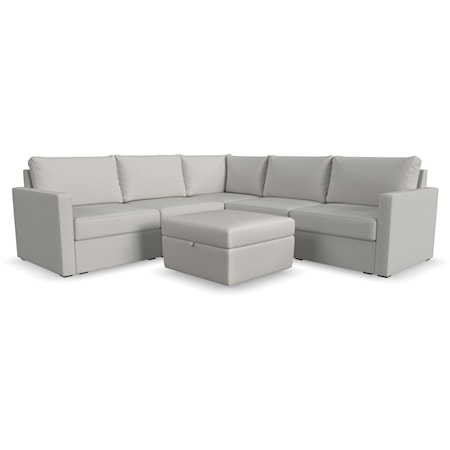 Transitional 5-Seat Sectional Sofa with Storage Ottoman