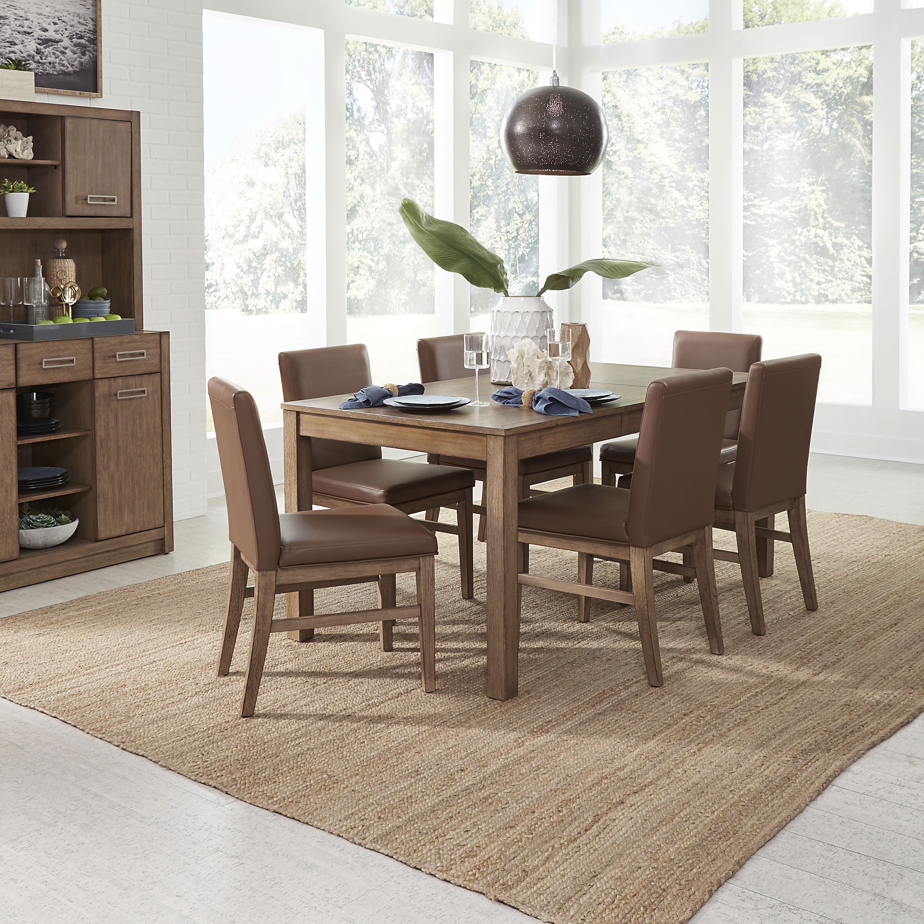 homestyles 5506318 Contemporary 7Piece Dining Set with Upholstered