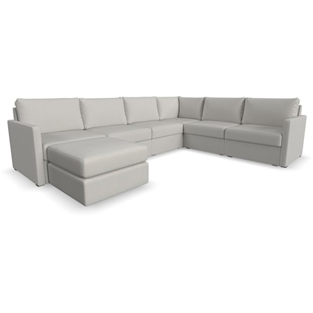 Transitional 6-Piece Sectional Sofa with Ottoman