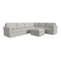 Transitional 6-Seat Sectional Sofa and Ottoman