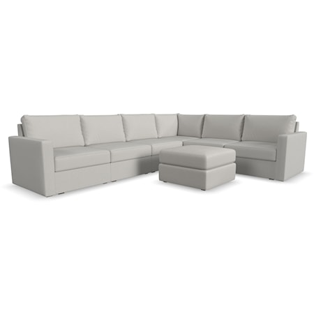 Transitional 6-Seat Sectional Sofa and Ottoman