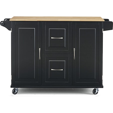 Two Tone Kitchen Island with Large Drop Leaf, Casters, Spice Rack