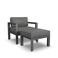 Contemporary Outdoor Chair with Ottoman
