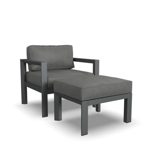 Contemporary Outdoor Chair with Ottoman
