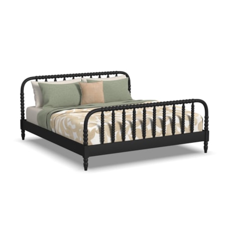 King Spindle Bed and Two Nightstands