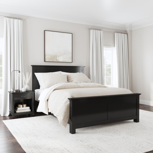 Casual Queen Bed and 1-Drawer Nightstand Set
